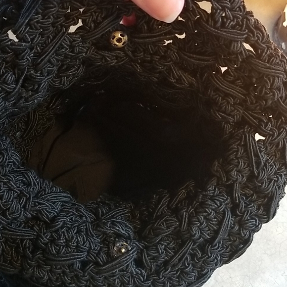 1920s thick knit drawstring handbag - Picture 4 of 5